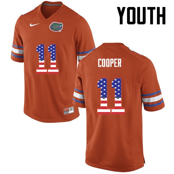 Florida Gators Youth #11 Riley Cooper College Football Jersey USA Flag Fashion Orange